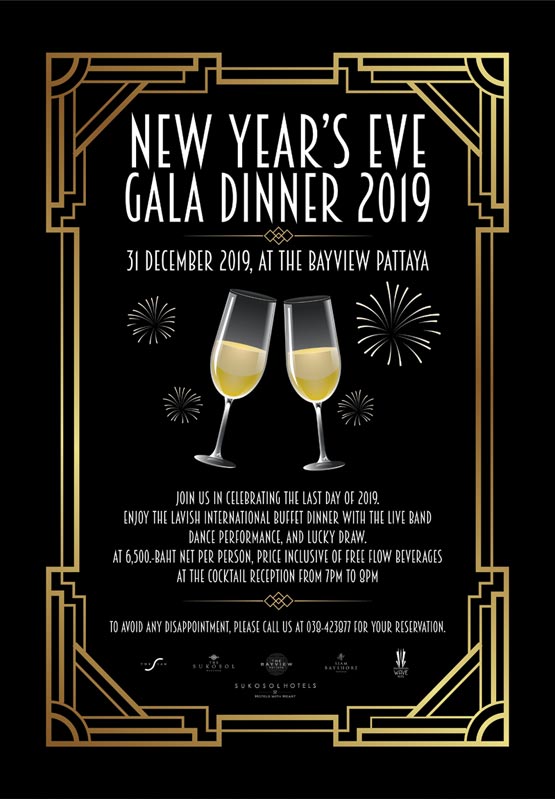 New Year's Eve Gala Dinner 2019 at The Bayview Hotel, Pattaya